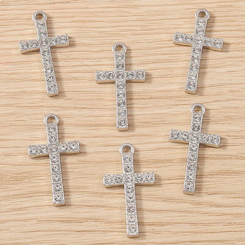 10 Stück 14 x 26 mm niedliche Kristall-Kreuz-Charms-Anhänger für Schmuckherstellung, Tropfen-Ohrringe, Halsketten, Armbänder, Zubehör, DIY-Handwerk, Geschenk – Detail 8