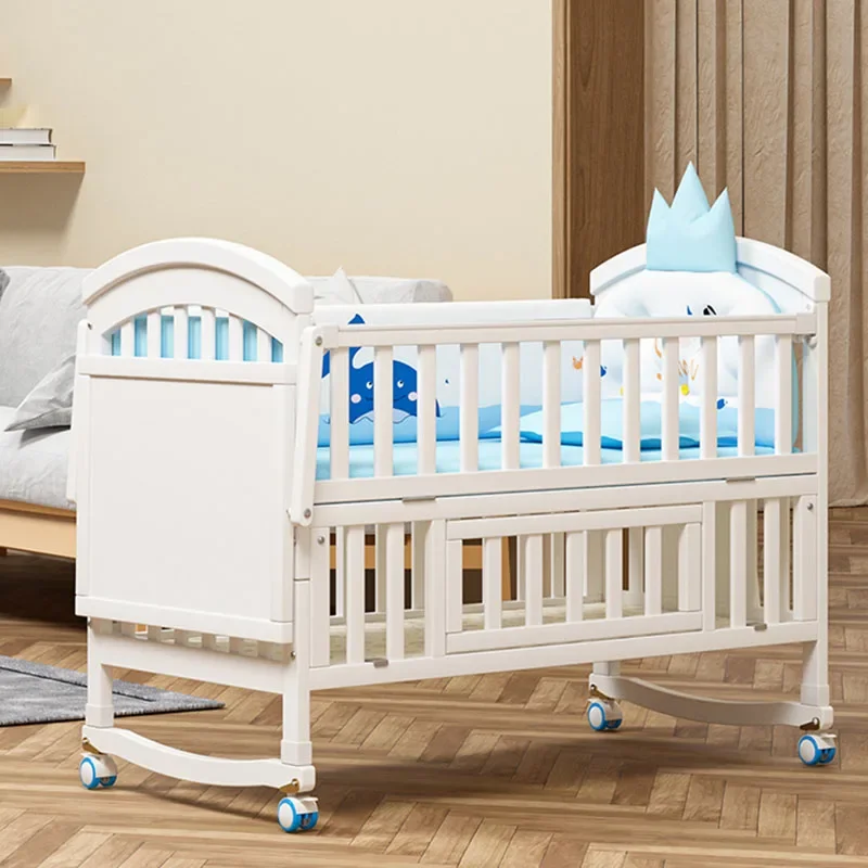 Baby Cribs Wooden Bed Family Children Kids Bunk Activities Boy Beds Handrail Safety Child Car Things Toddler Bedroom Furniture