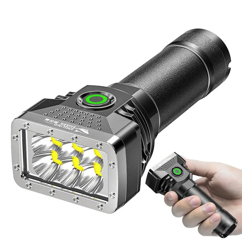1500mAh 100000 Lümen Meşale 6 Led 4 Dişli El Feneri Şarj Edilebilir Yağmur Geçirmez Spot Açık Kamp Yürüyüş Için Led El Fenerleri