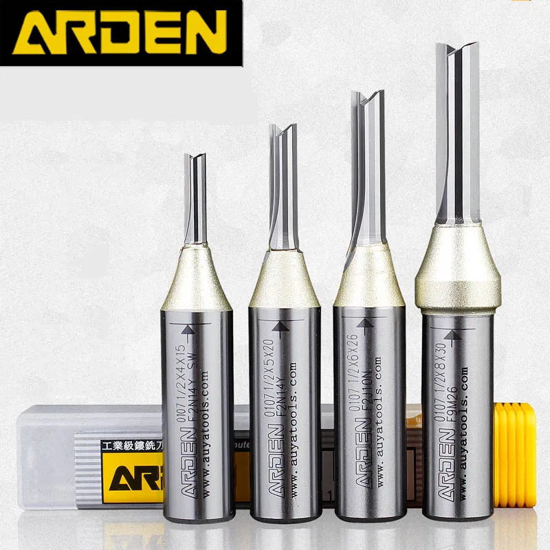 Arden 2 Flutes TCT Straight End Mill Woodworking  CNC Tool Carbide Cutter 1/2 Shank Router Bit For Wood MDF Plywood Chipboard