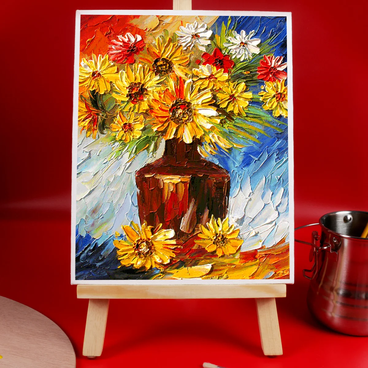 

4pcs Square Cotton Wood Oil Painting Canvas Solid Wood Stretched Artist Canvas For Acrylic Painting Crafts Home Decoration