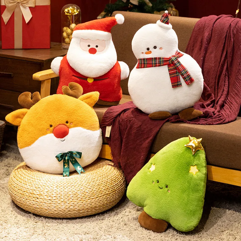 

40cm Christmas Tree Pillow Elk Doll Santa Claus Plush Toy Sofa Cushion Children's Room Decoration Doll Gift