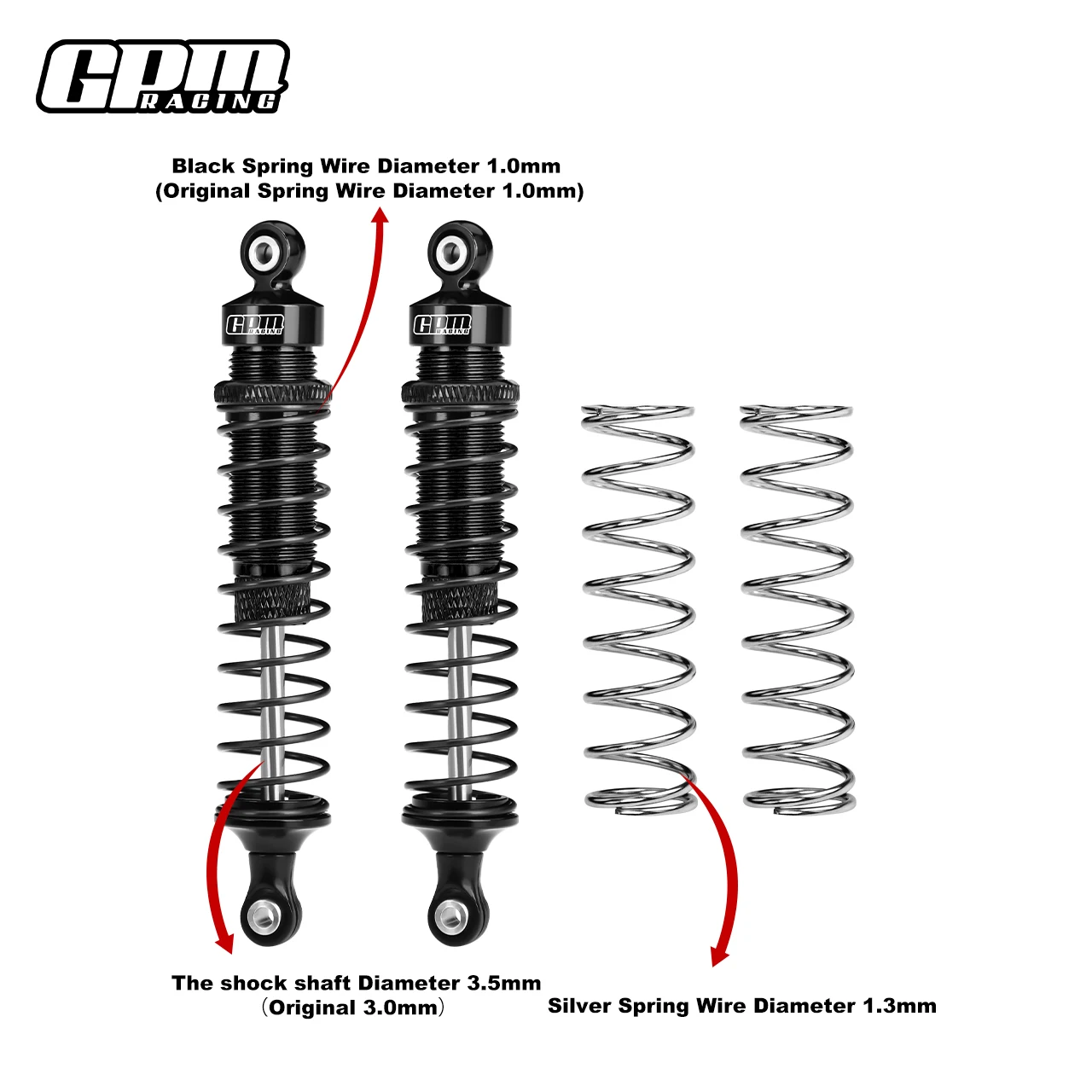 GPM 6061-T6 ALLOY REAR ADJUSTABLE SPRING SHOCK ABSORBER 95MM For TAMIYA 1/10 DT-04 RC FIGHTER NXGEN-58741