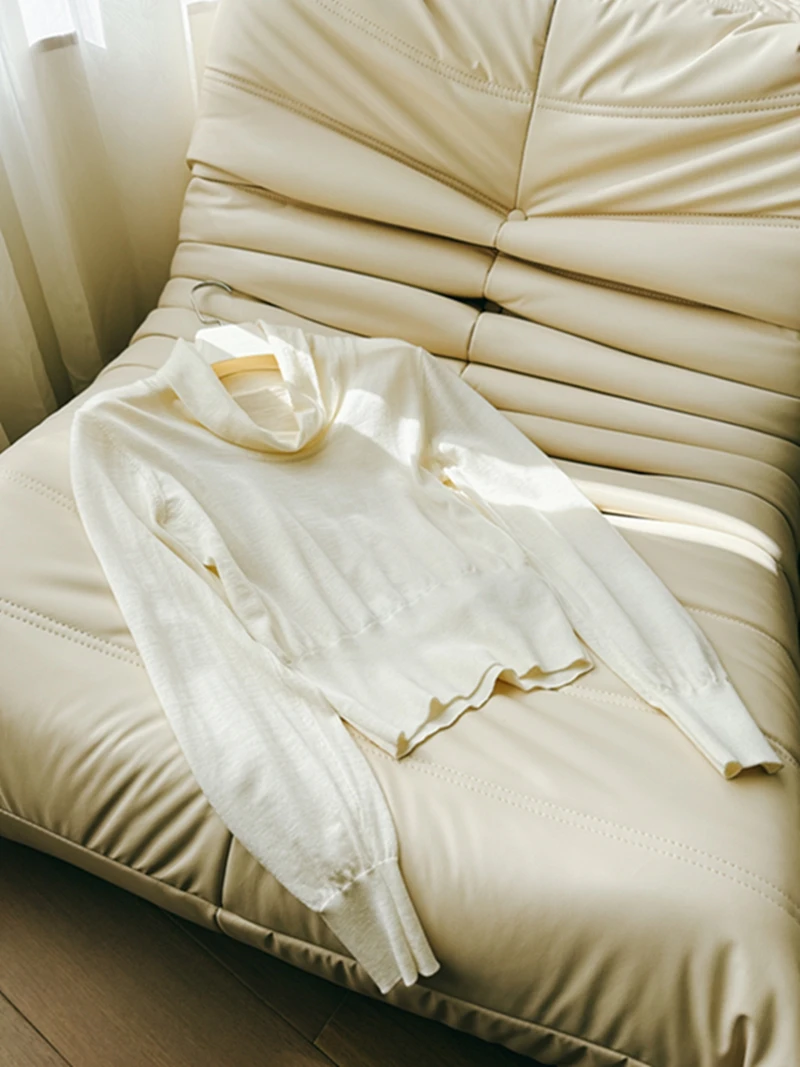 

Ele Slimming High Ne Wool Blend Base Layer irt Versatile Outerwear Soft Comfortable Knitted Top for Women