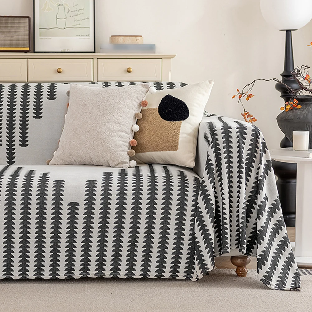 180CM Black White Striped One-Seat Anti-Cat Scratching One-Seat Sofa Cover 180*180cm One-seat Black And White Sofa Cover Full Co