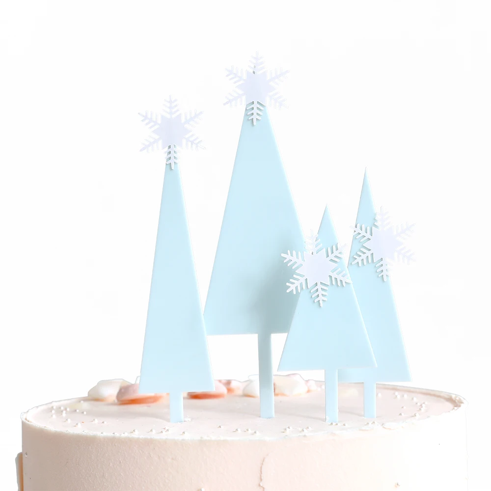 Natale inverno fiocco di neve castello Cake Toppers Snow Banner tema principessa festa di compleanno Decor Frozen Snow Dessert Cupcake Decor