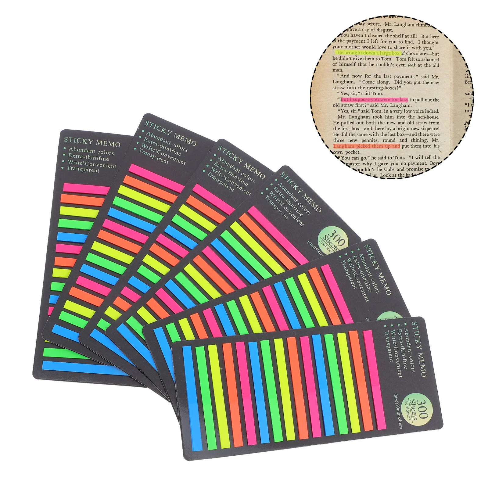 

1800pcs Transparent Long Strip Index Tabs Sticky Page Markers Pet Material Notebook Tab Accessories Journal Stickers