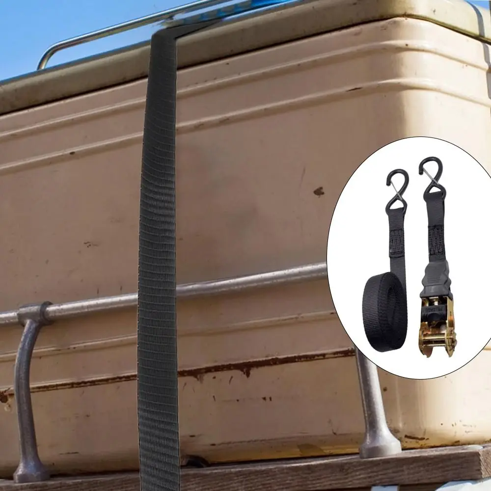 

Black Ratchet Tie Down Straps Rust Proof Durable Polyester Lashing Straps Polyester Material 25mm Width Ratchet Tightener Straps