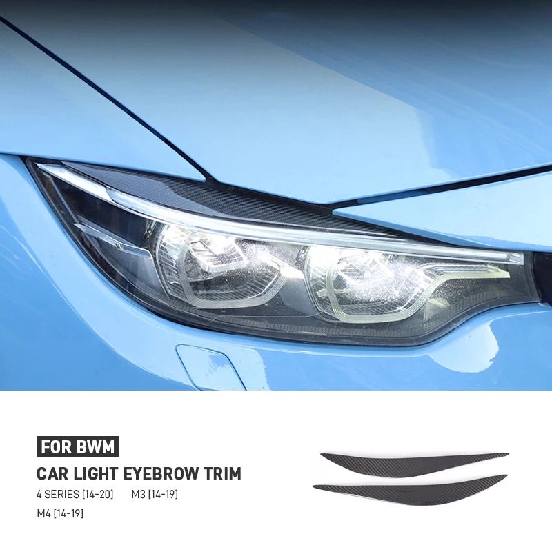 

For BMW 4 Series F32 F33 F36 M3 F80 F82 F83 M4 Real Carbon Fiber Car Headlight Eyebrow Trim Cover Sticker Exterior Accessories