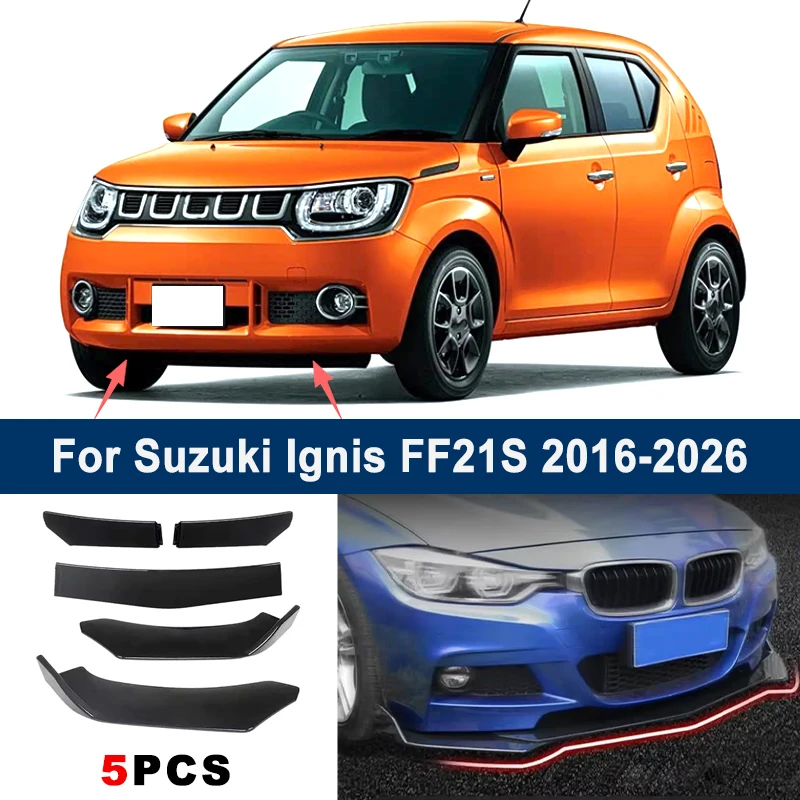 

Adjustable 5Pcs Sectional Front Spoiler Lip For Suzuki Ignis FF21S 2016-2026 Front Bumper Splitter Car Exterior Sport Body Kit