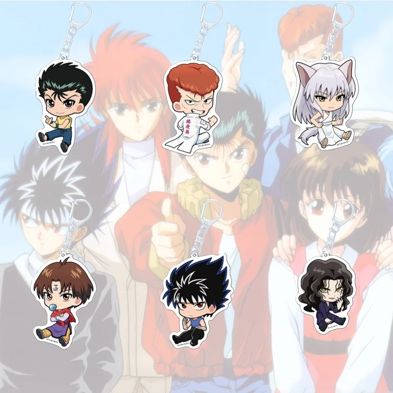 Llavero de acrílico de 6 cm de anime Yu Yu Hakusho, colgante para mochila, llavero de Botan, Kurama, Hiei, accesorios, regalos para fans