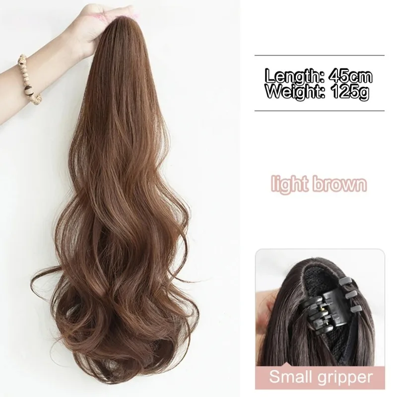 Faixa de cabelo encaracolado longo sintético com clipe de garra peruca de rabo de cavalo cabelo encaracolado rabo de cavalo falso cabelo fofo pode ser trançado