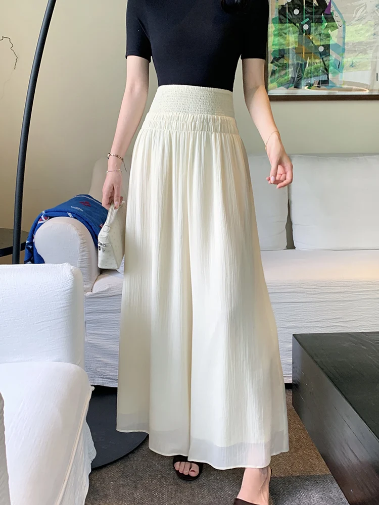 

Широкие брюки-юбка Wang Han Yan Leling с высокой талией, свободного кроя, для повседневной носки, комфортные, в стиле кэжуал