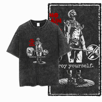 YG BODY BUILDING  Printed Cotton Acid Washed Graphic Unisex T Shirt Cool CROSSFIT Streetwear Men Tshirts Big Size Tee for men