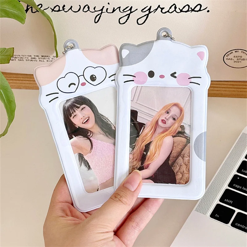 Cute Cat 3 Inch Pvc Photo Card Holder Lomo Card Postcard StorageAlbum Photo Collection Cardphoto Card Packaging Supplies