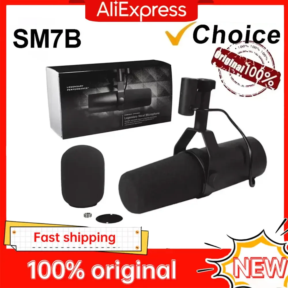 

Микрофон SM7B, динамический микрофон SM7b, студийный комплект для записи в прямом эфире/на сцене, для подкастинга, кардиоидный, черный, металлический микрофон