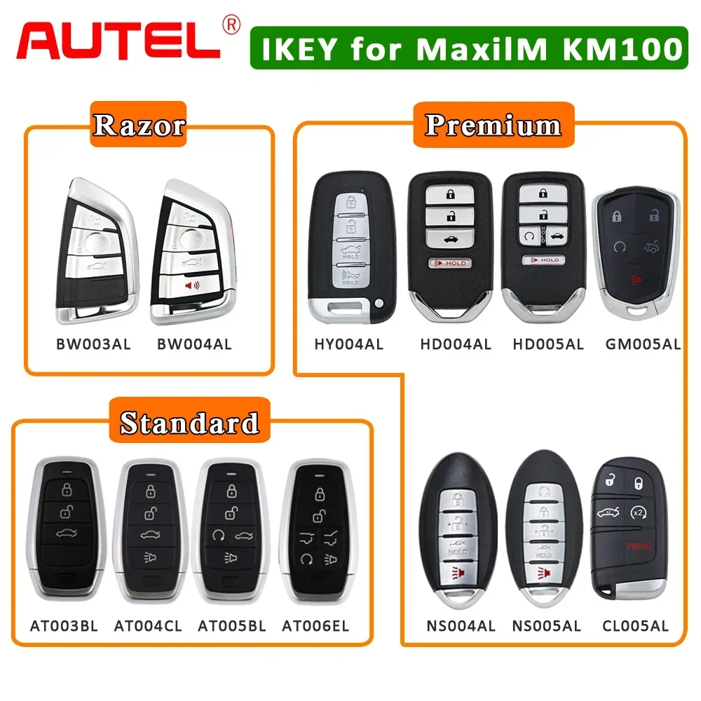 AUTEL MaxiIM IKEY Razor / Premium /Standard Style Smart Key Used with KM100 KM100E IM508 IM608 IM608PRO Key Generator Programmer