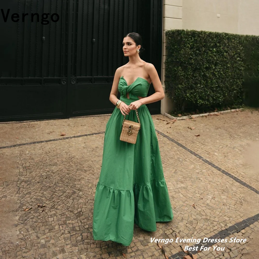 

Verngo Green Pleat Sweetheart Prom Gown Sleeveless A Line Zipper Lonfg Party Dress Satin Dress For Special Events