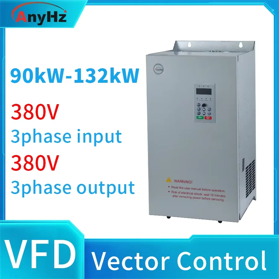 Variable Frequency Inverter Converter 220V 1-Phase 380V 3-Phase Input 90kW, VFD Converter 3Phase Output 50Hz 60Hz Vector Control