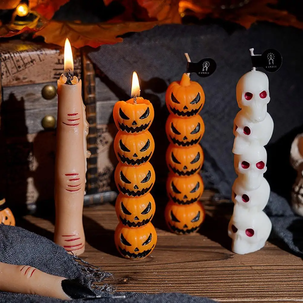 

Набор свечей для ароматерапии на Хэллоуин: череп + тыква + костяные пальцы, набор украшений для дома ужасов, ограниченный выпуск, подарок