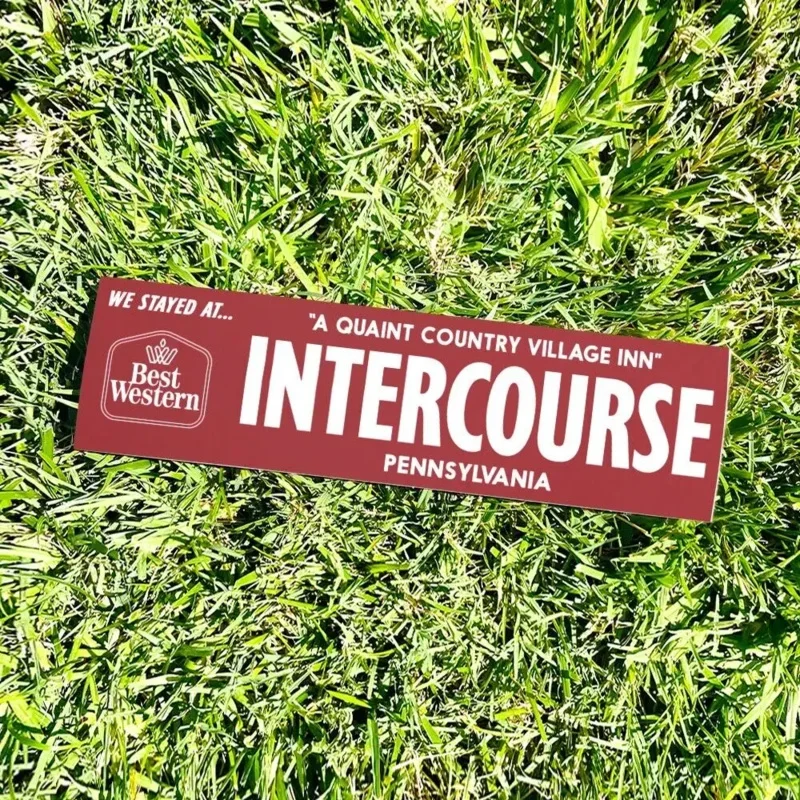 INTERCOURSE Pennsylvania Bumper Sticker - Tourism USA VTG Travel Decal 80s 90s - Bumper Stickers - Car Stickers