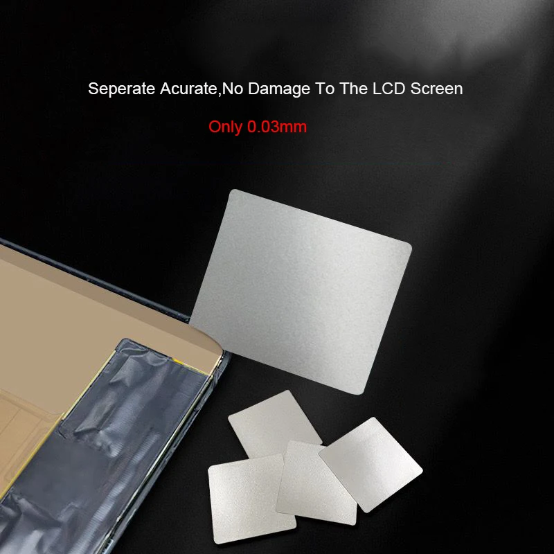 10 piezas de palanca de apertura de acero inoxidable de 0.03mm para desmontaje de pantalla LCD de Samsung iPhone, herramienta de reparación reutilizable ultra delgada 2