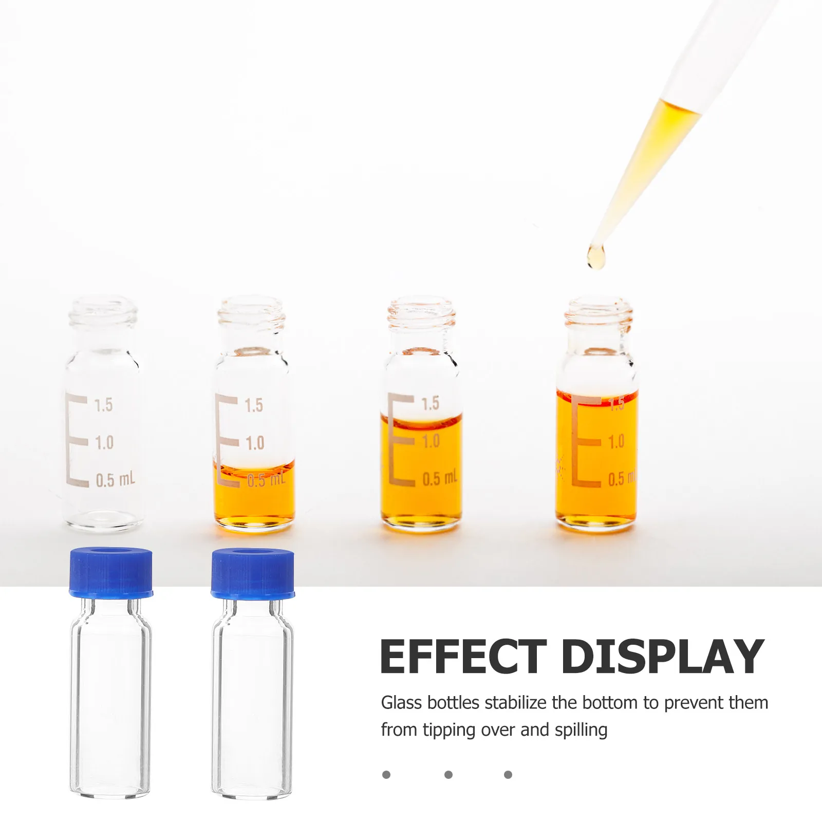 100Pcs 2Ml Glass Vials with Lids Tiny Clear Bottles for Lab Sampling Research Light Resistant Sample Protection Stable Base