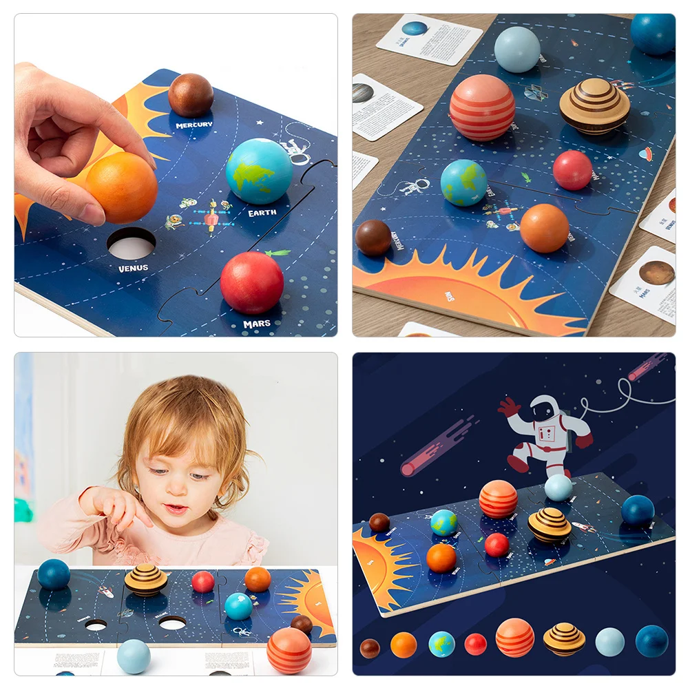 

1 комплект, головоломка с планетарным сопоставлением, деревянная солнечная система, обучающая деятельность для детей, распознавание цвета формы, раннее образование