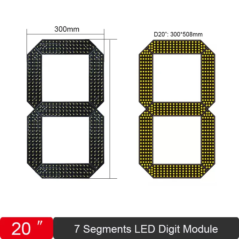 4pcs/lot 20inch Large Number 7-Segment LED Digital Module For Oil /Gas Price Time/Temperature/Score Sign