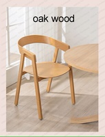 Denmark Nordic Oak Solid Wood Plywood  Dining Armchair Curved Backrest Chair Living Room