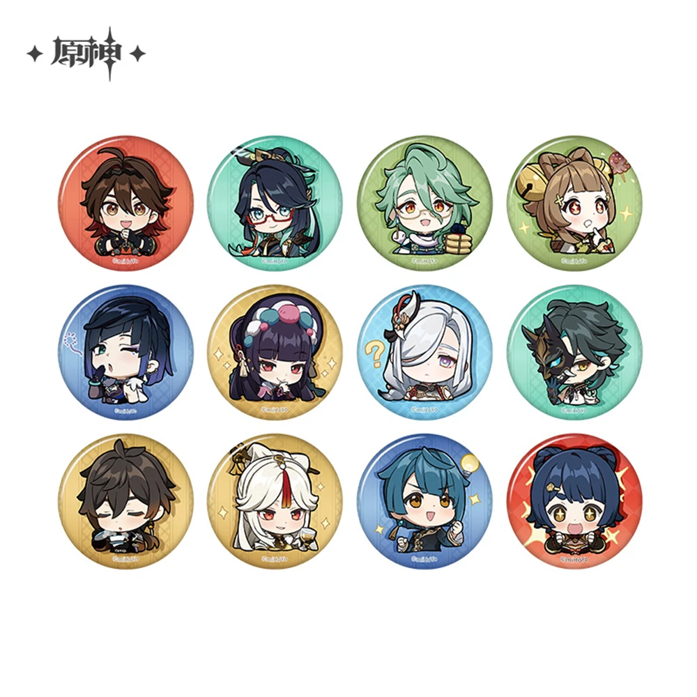 

Game Genshin Impact Chibi The Song Burning in the Embers Mondstadt City Liyue Harbor Cosplay Badge Pin SPTE Tinplate Brooch﻿