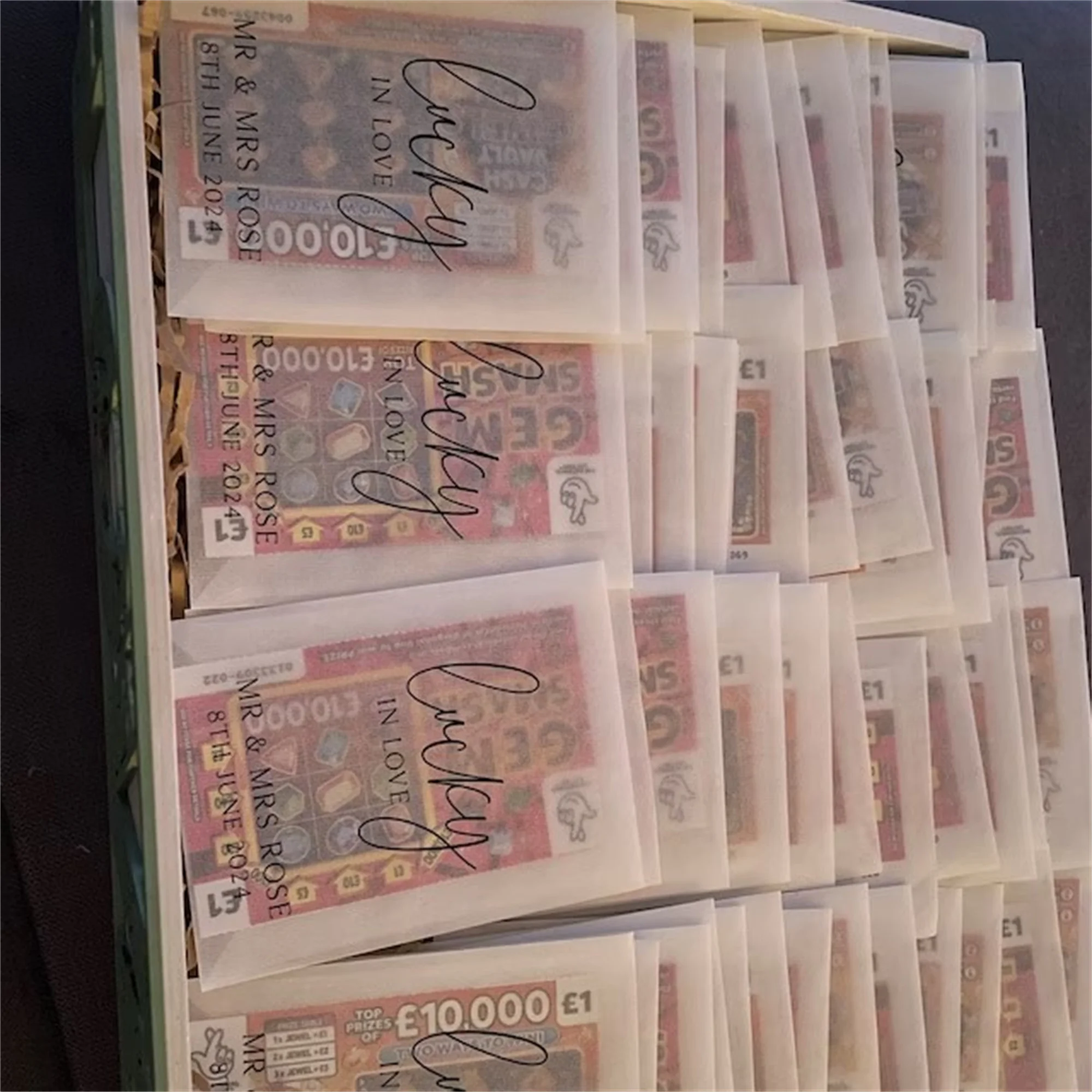 Scratch Card Holder Wedding Favour Packets Lucky in Love - 100% Biodegradable Glassine Personalised Wedding Favours Bags