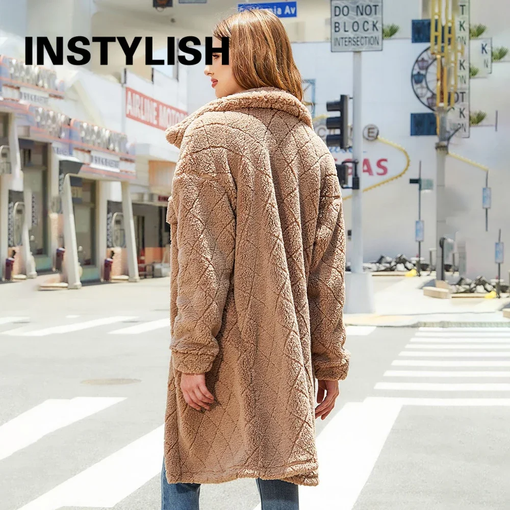 Faux Fur Coat for Women 2023 Winter Plush Long Coat Vintage Harajuku Solid Velvet Teddy Coat Casual Oversized Loose Outwear