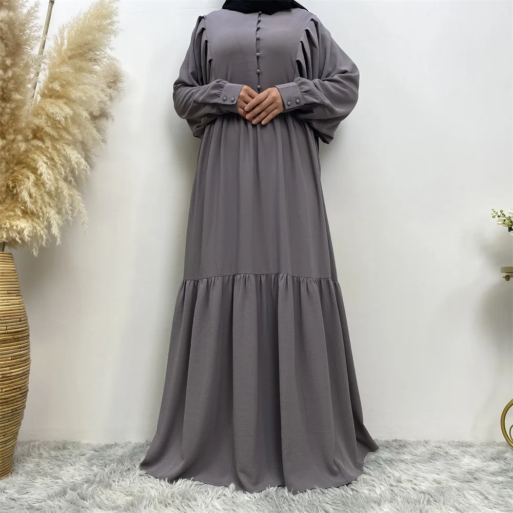 

Ramadan Eid Fashion Puff Sleeve Muslim Abaya Robe Islamic Dress Turkey Hijab Long Dresses Moroccan Kimono Femme Musulmane Kaftan