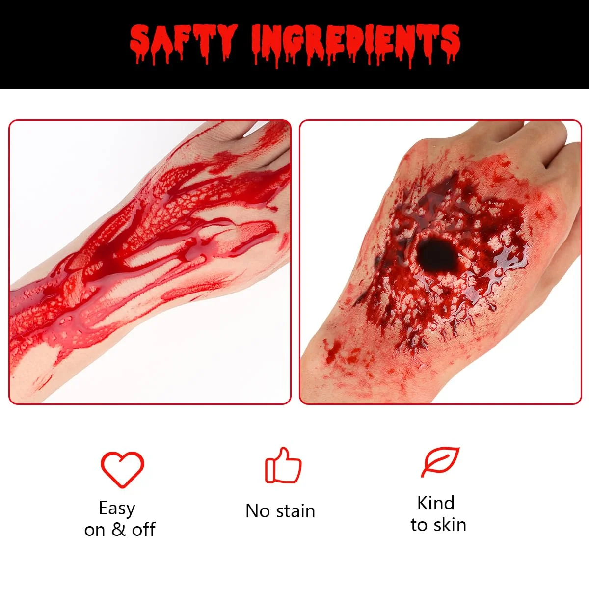 Bowitzki الدم المزيف 3 قطعة دم المرحلة + رذاذ الدم + دم متخثر واقعي قابل للغسل للمؤثرات الخاصة مكياج SFX