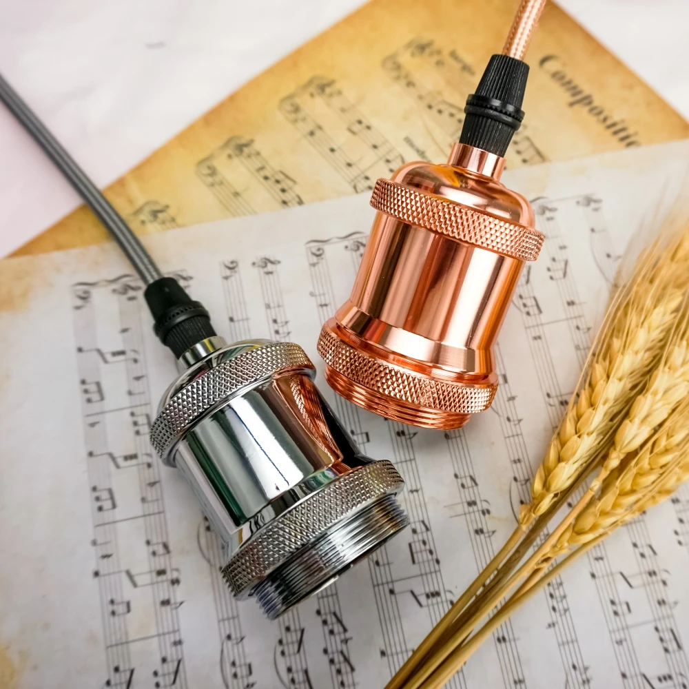 1-10pcs E27 Vintage Retro Edison Pendant Lamp Socket Holder Aluminum Screw Base Ceiling Chandelier Industrial Hanging Light Deco