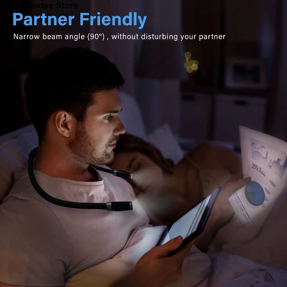 

Portable Multi-angle Adjustable Book Light 4 LED 4 Modes Led Neck Light Flexible Design U-Shaped Neck Reading Light Reading