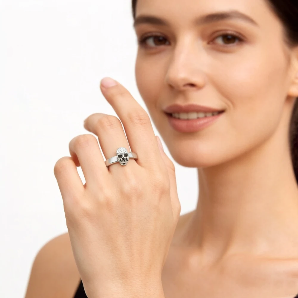 Skull White Pave Ring,Europe Style Glam Fashion Good Jewerly For Women Gift In 925 Sterling Silver,Super Deals