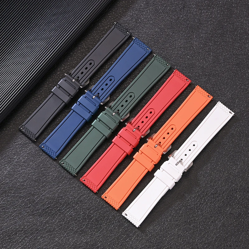 20 22mm Fluororubber FKM Watch Strap For Relox Omega IWC Tudor Blancpain Breitling TAG Universal Wristband High-Quality Bracelet