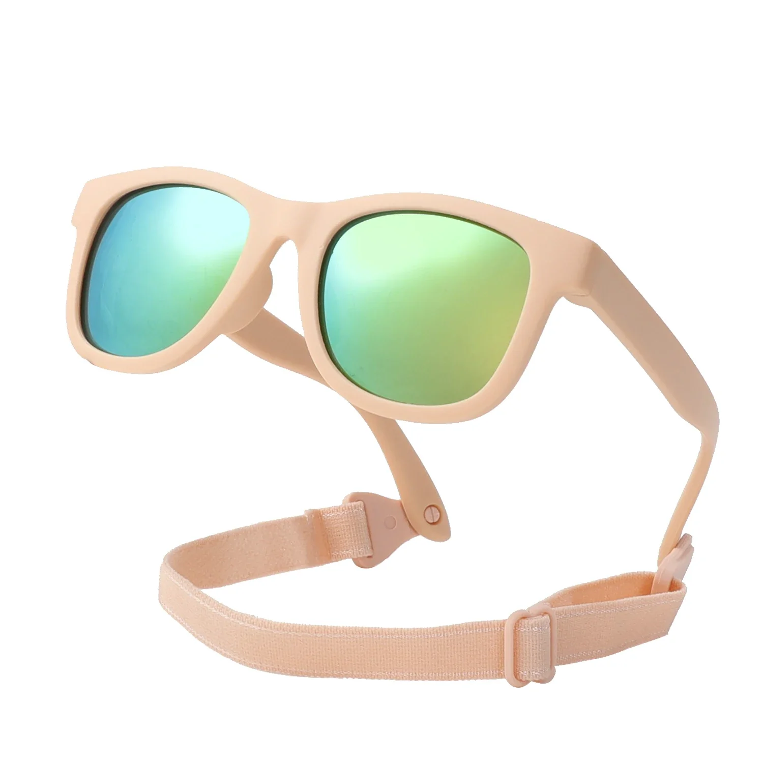 Lunettes de soleil polarisées flexibles pliables avec sangle pour nouveau-né, cadre carré en silicone pour bébé garçon et fille, miroir UV400, 0 à 24 mois