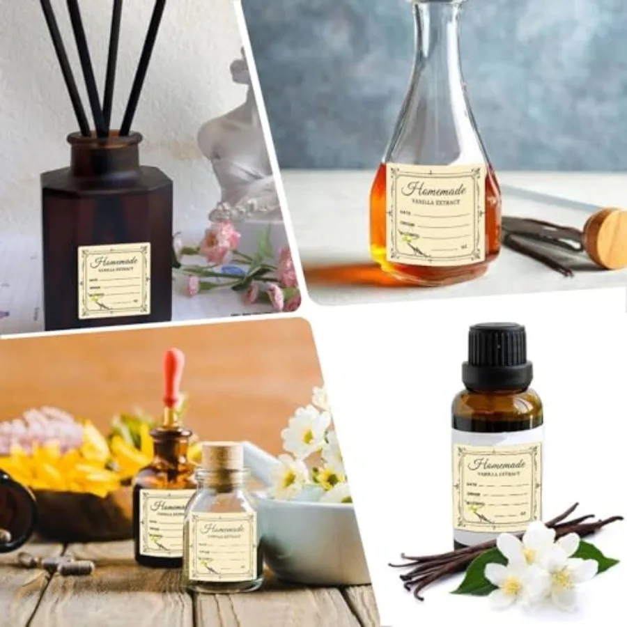 500 قطعة من ملصقات هاد فانيليا إراكت 2 Ih ملصقات هدايا هدية - ملصقات هدايا العيد لزجاجات الفانيليا المصنوعة يدويًا وعاء المطبخ #5