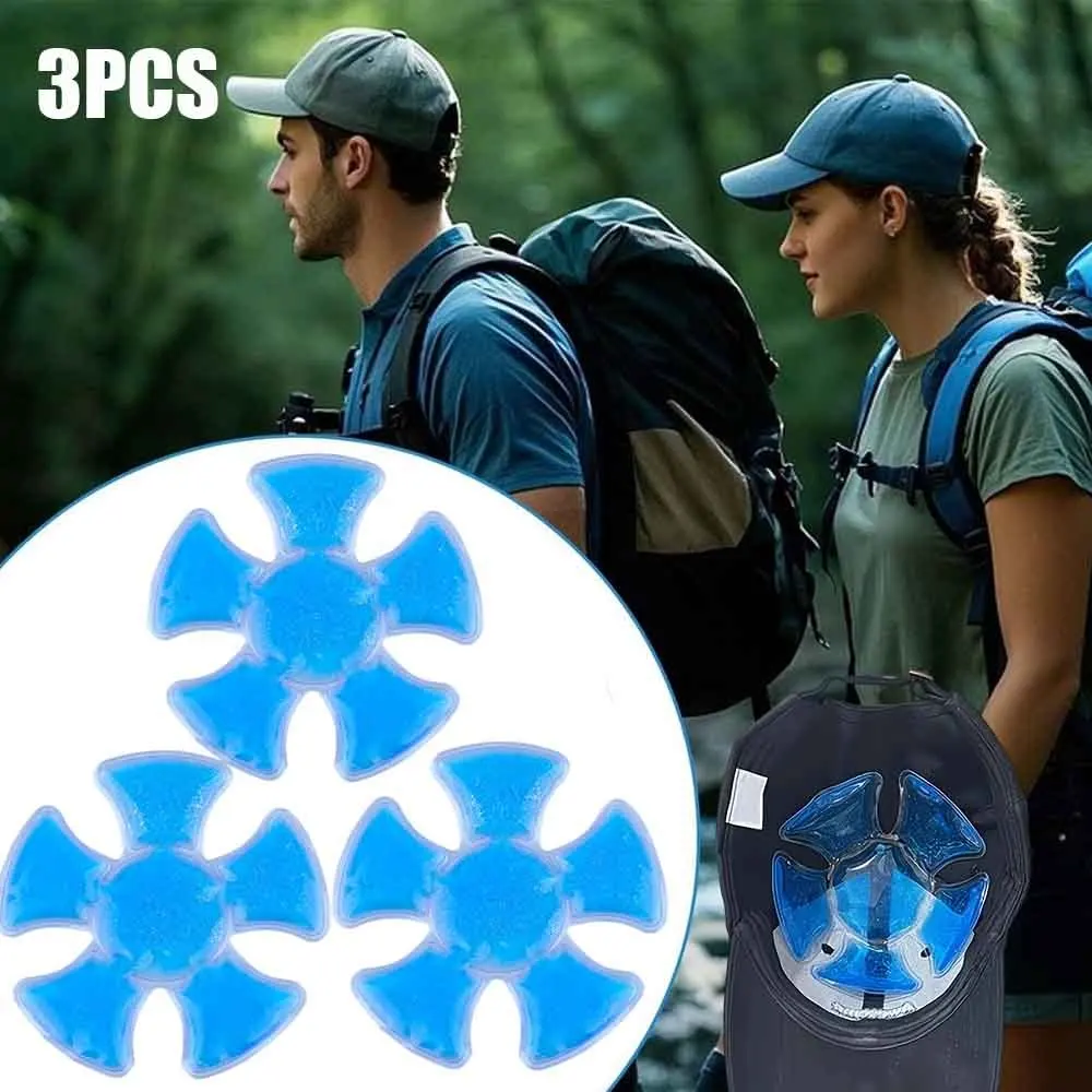Lot de 3 compresses de gel PVC – Coussinets rafraîchissants ajustables pour casques et chapeaux |   Compresse froide réutilisable, accessoire de voyage portable pour l'extérieur