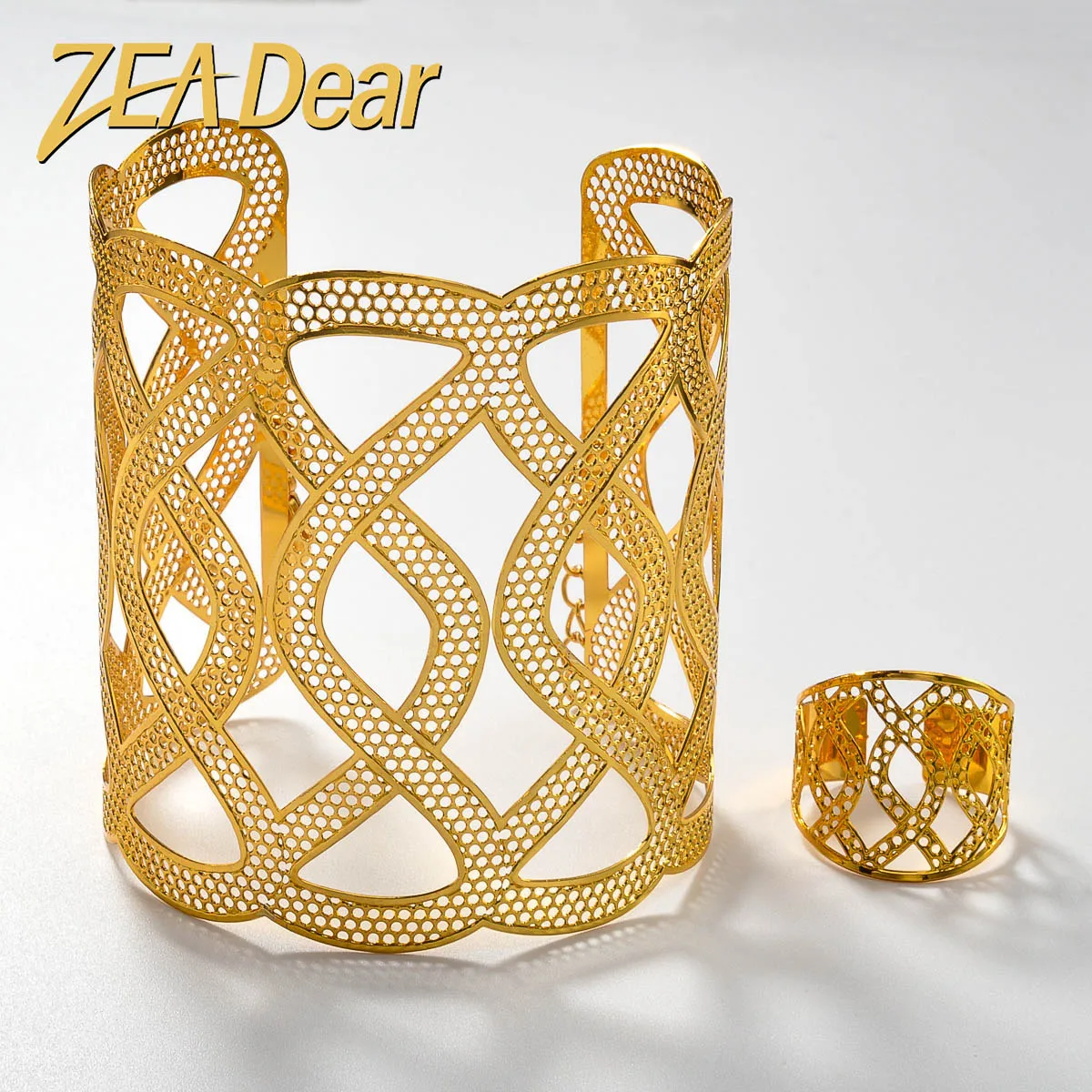 

ZEADear Classic Jewelry Sets Hollow Out Design Bangle Ring for Women Wedding Bohemia Rings Gold Color Bracelets Free Shipping