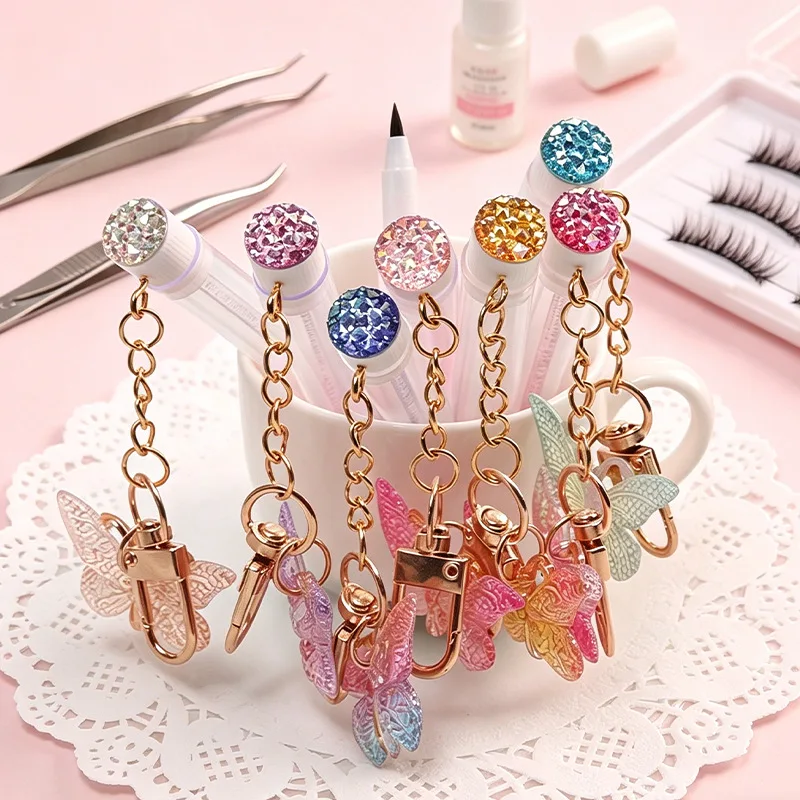 1PC/3PCS Eyelash Brush in Tube Butterfly Rhinestone Keychain Crystal Lash Wand