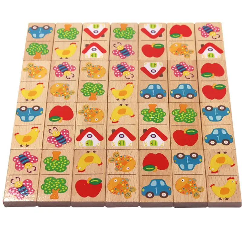 1Set Holz Domino Idiom Joint Kit kinder Spielzeug Frühen Lernen Puzzle Spiel Montessori Pädagogisches Spielzeug Für Kinder