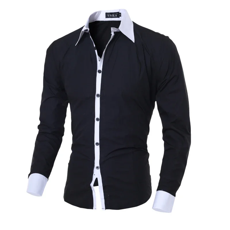 Mens Stripes Shirts Long Sleeved Slim White Social Shirts Casual Male Clothes Business Camisa Masculina Chemise christmas shirt