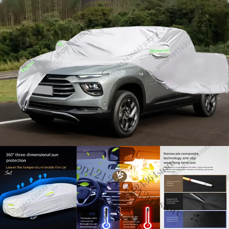 Volledige autohoes compatibel met Chevrolet Montana 2023-2025, nieuwe all-weather bescherming tegen zon, regen, UV, stof, voor buiten en binnen.
