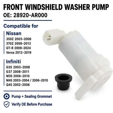 28920AR000 2pcs Windshield Washer Pump Front for Nissan 350Z Z33 370Z Z34 GT-R R35 Versa 2012-2019 Replace 28920-VN20A