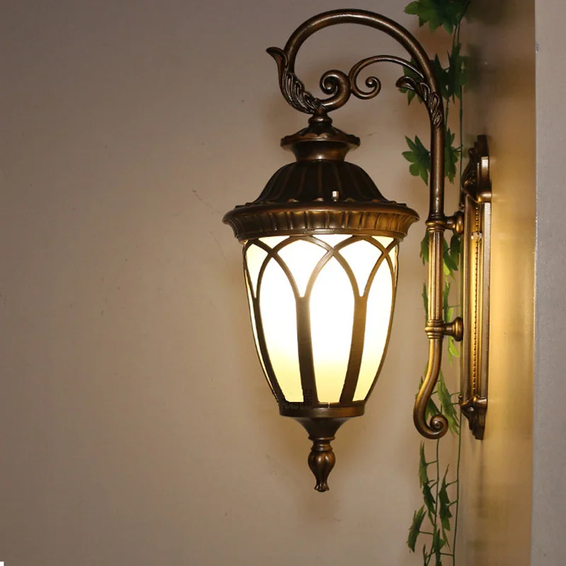 Europe Outdoor Wall Light Retro Garden Yard Porch Lamp Residential Balcony Exterior Waterproof Lighting E27 Glass Fixtures