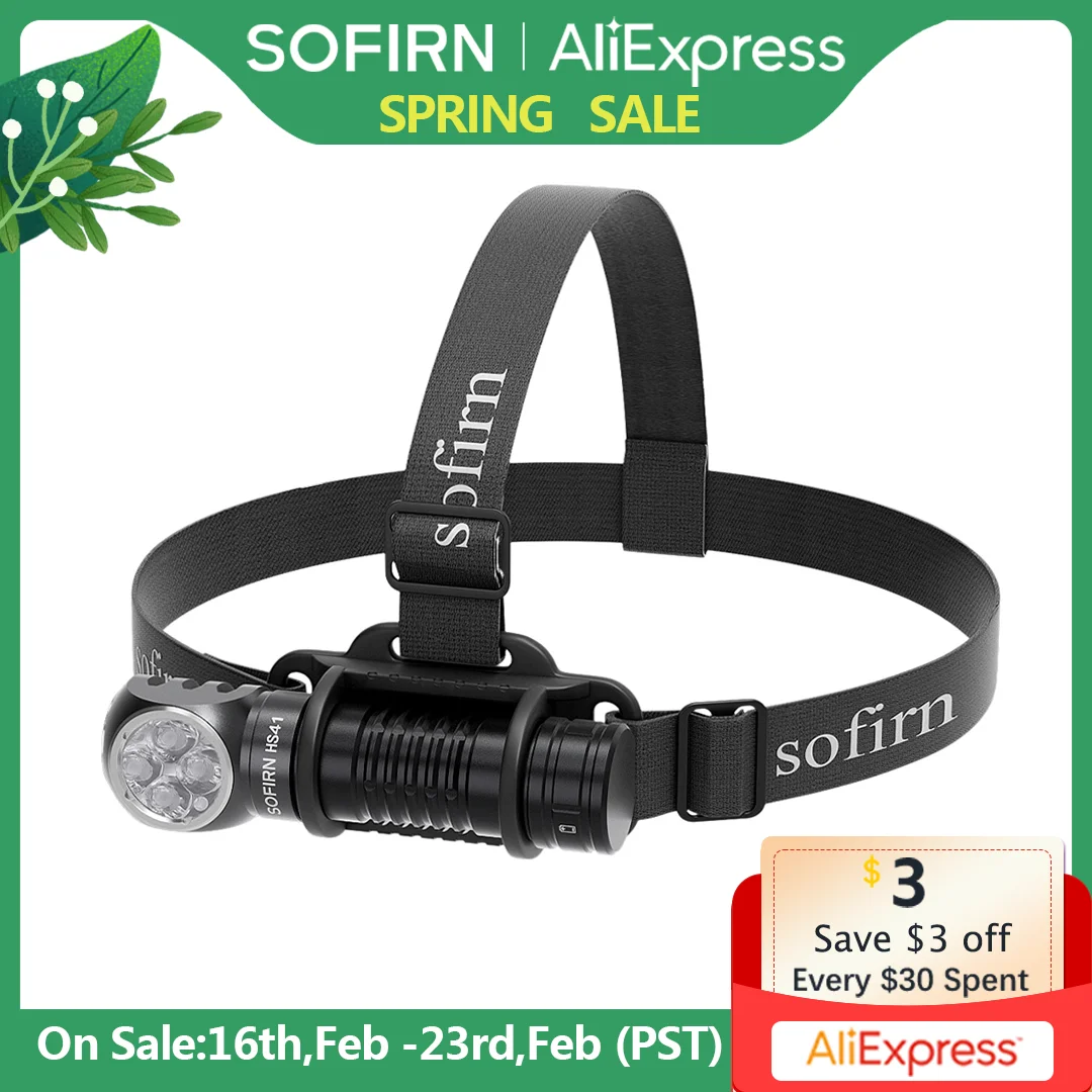 SOFIRN HS41 Headlamp 4000lm 21700 USB C Rechargeable with SST20 LED Torch Indicator with Magnetic Tail Flashlight